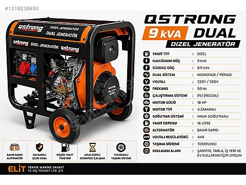 QSTRONG 9000 DUAL JENERATÖR TRİFAZE 8KVA MONOFAZE 7KVA - Türkiye