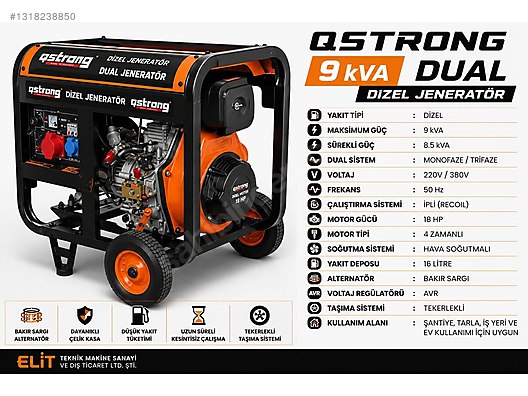 QSTRONG 9000 DUAL JENERATÖR TRİFAZE 8KVA MONOFAZE 7KVA - Türkiye