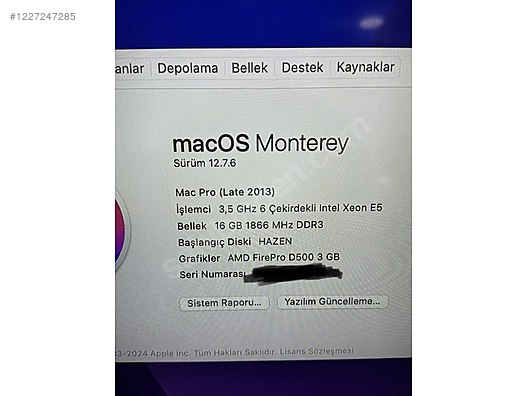 Apple / APLE MAC PRO A1481 sahibinden.comda - 1227247285