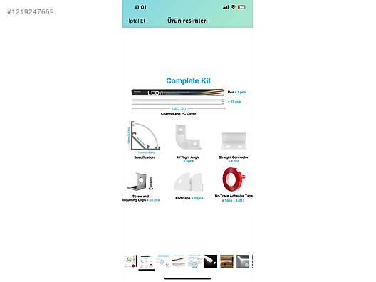 Estiwe - LED profil alüminyum profil 10x1m V şeklinde 45° - LED Panel ve Yapı Malzemeleri sahibinden.com'da