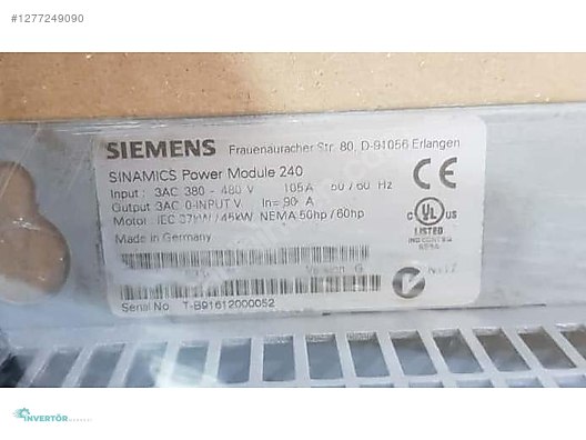 SIEMENS SINAMICS PM240 37/45 KW SÜRÜCÜ 6SL3224-0BE33-7UA0