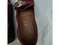 Deri mont marka içi dışı deri kırmızı babet kadın ayakkabı