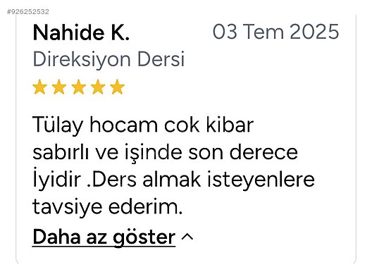 Özel Ders Verenler / Direksiyon