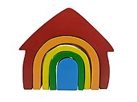 7 Adet Renkli Waldorf 5li Ev Doğal Ahşap Oyuncak