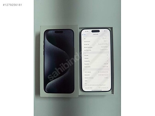 Apple / iPhone 15 Pro Max / MÜKEMMEL - IPHONE 15 PRO MAX 256GB-PİL