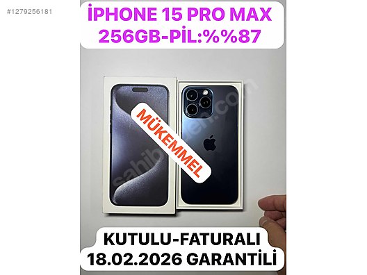 Apple / iPhone 15 Pro Max / MÜKEMMEL - IPHONE 15 PRO MAX 256GB-PİL