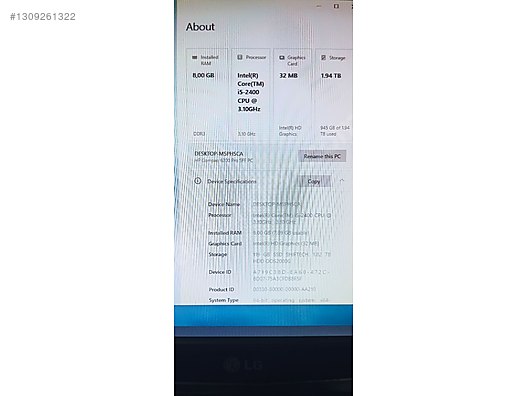 HP / HP Compaq 6200 pro sff i5 işlemci 8 GB RAM 120 GB SSD