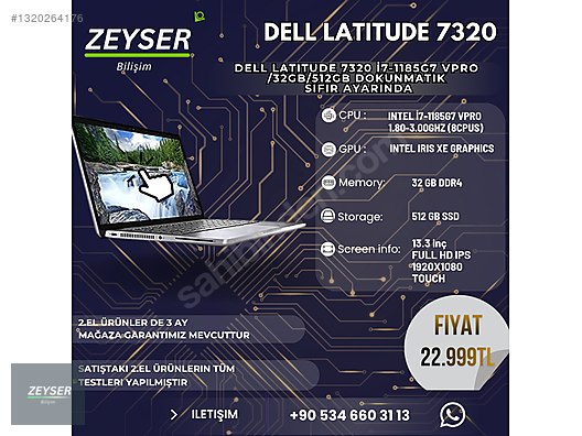 Dell / DELL Latitude 7320 i7-1185G7/32GB/512GB KURUMSAL Bilgisayar