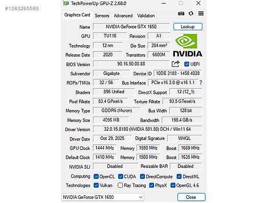 128 Gigabyte Ekran Kartı