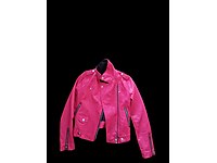 Mango Pembe XS Beden Ceket (Deri Görünümlü Polyester/Poliüretan)