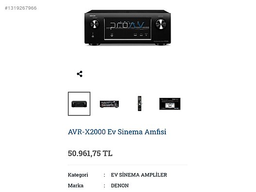 引取歓迎）デノン AVR-X2000-K Denon AVR-X2000 - Kusursuz 7.1 4k Sinema ve Müzik Amfisi
