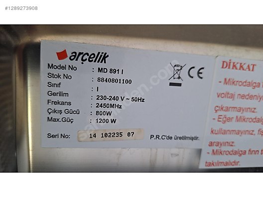 Arçelik MD 891 I 20 lt Çerçevesiz Inox Ankastre Mikrodalga Fırın