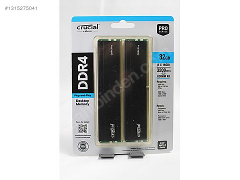 Crucial 32GB (2X 16GB) DDR4 3200MHZ ( SIFIR KAPALI KUTU