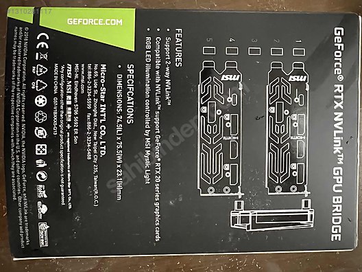 MSI RTX 2000 SERIES NVLINK GPU BRIDGE 3 SLOT SLI Köprüsü on