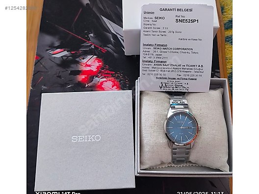 Seiko Hiç Kullanılmamış SNE525 Solar Mavi Kadran Çelik Kordon