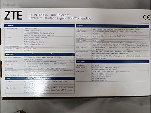TT ZXHN H298A Modem sahibinden.comda - 1287284143