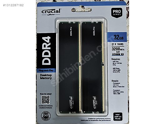 Crucial Pro 2x16 32 GB 3200 MHz CL 22 DDR4 Ram sahibinden.comda