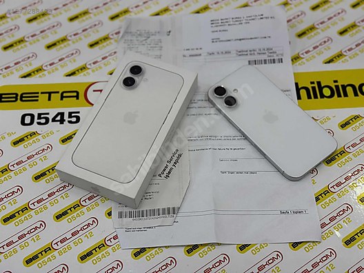 Resim Apple iPhone 16 İkinci El TR | 128 GB | Beyaz İkinci El İPHONE 16 128 GB 15 AY GARATİLİ BETA TELEKOMDA
