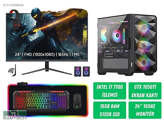 Toplama / i7 7700 | Gtx 1050Ti | 16GB Ram | 512GB SSD | Monitörlü