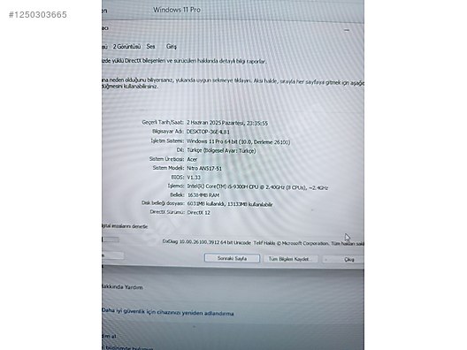 Intel Core i5 Acer Oyuncu Laptop