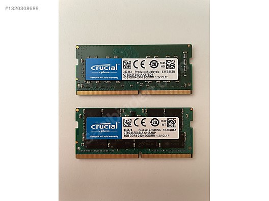 Crucial 8GB DDR4 2400Mhz Ram Seti - Sorunsuz / Sıfır Ayarında