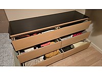 IKEA MALM 6 Çekmeceli Şifonyer + Siyah Cam