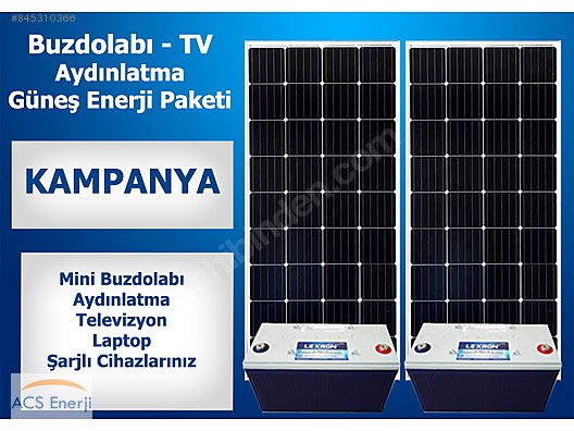 Gunes Enerji Hazir Elektrik Sistemi Tv Mini Buzdolabi Aydinlatma Sarj Aletleri