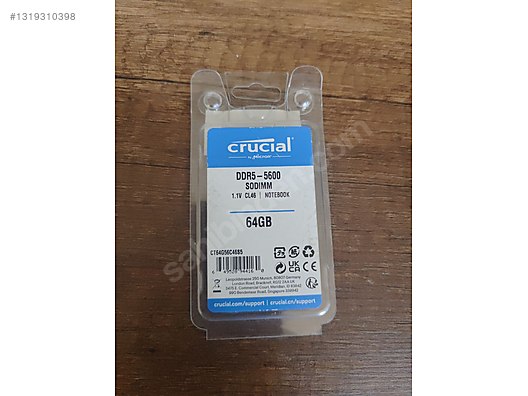 Corei5 9400／無線LAN内蔵／16GB／SSD256G／HDD1TB Crucial 1x 64GB DDR5 5600 MHZ CL46 NOTEBOOK REM sahibinden.comda