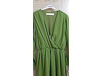 uzun kollu drapeli elbise