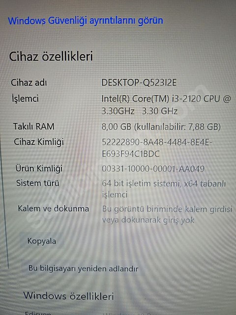 Dell optiplex 790 Intel i3 işlemci