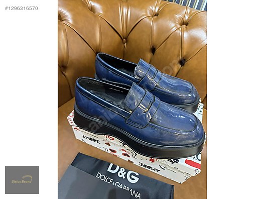 DOLCE＆GABBANA D&G イール レザー　size 46 NAVY DOLCE GABBANA LACİVERT LOAFER - Erkek Günlük Ayakkabı Modelleri