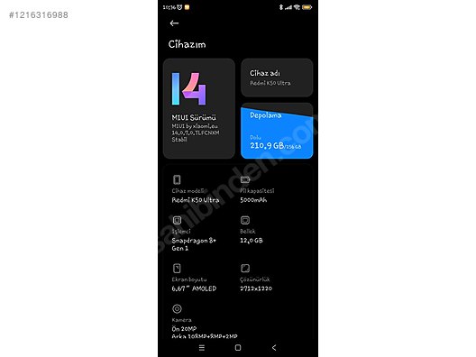 İkinci El ve Sıfır Alışveriş / Cep Telefonu & Aksesuar / Cep Telefonu / Xiaomi / Redmi K50