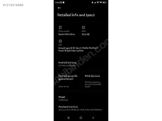 İkinci El ve Sıfır Alışveriş / Cep Telefonu & Aksesuar / Cep Telefonu / Xiaomi / Redmi K50