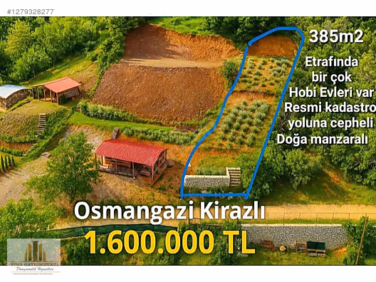 FİMA EMLAKTAN OSMANGAZİ KİRAZLI HOBİ BAHÇESİ TEK TAPU YOL SU VAR #1279328277