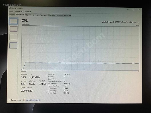 Ryzen 7 5800x3d r7 5800x3d 5800 x3d tray - İşlemci ve Tüm Masaüstü ...