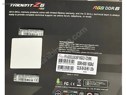 GSKİLL TRİDENT Z5 RGB 2X16 6000MHZ CL36 sahibinden.comda - 1318331702