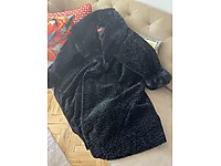 Siyah astragan gerçek kürk manto