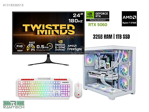 PC-OEM / Ryzen 7 5700x Rtx 5060 32G Ram 1T SSD 24'' 180Hz 0.5 Ms
