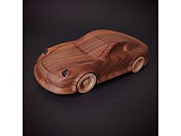 Ahşap Oyuncak Model Araba Porsche 911