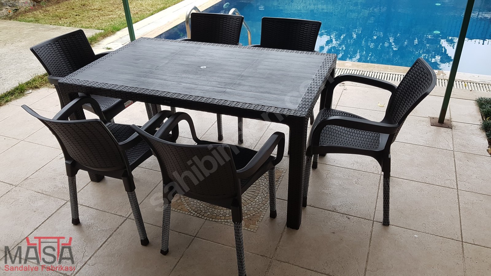 ŞOK KAMPANYA PLASTİK RATTAN 1 MASA 6 SANDALYE BAHÇE, CAFE