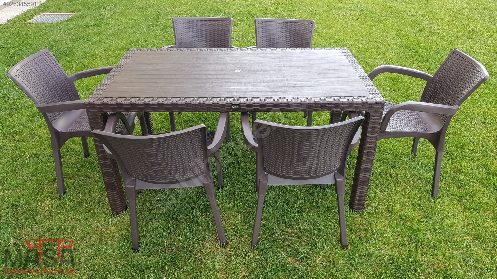 ŞOK KAMPANYA PLASTİK RATTAN 1 MASA 6 SANDALYE BAHÇE, CAFE Özel Yapım