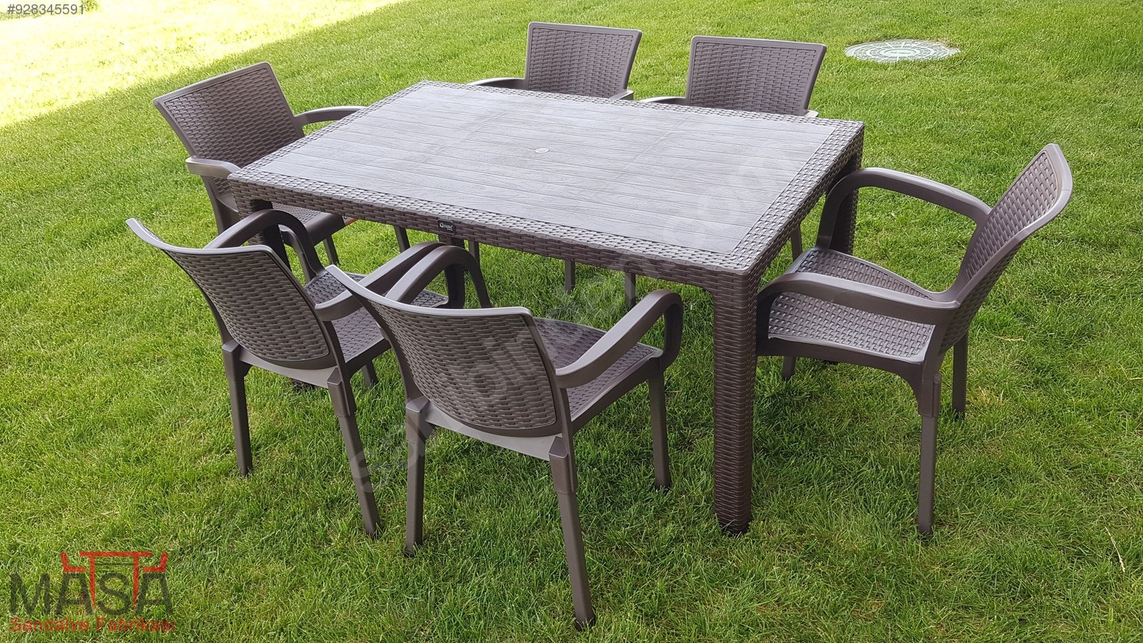 ŞOK KAMPANYA PLASTİK RATTAN 1 MASA 6 SANDALYE BAHÇE, CAFE