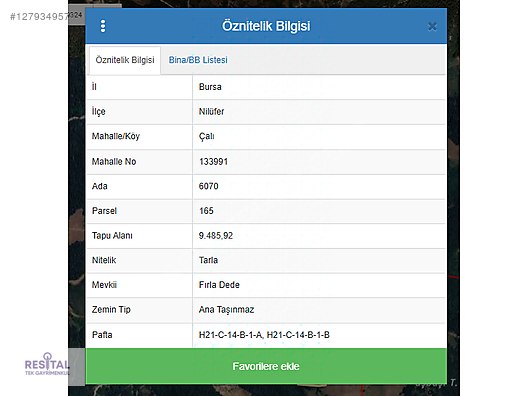 BURSA DAĞYENİCEDE SATILIK TARLA