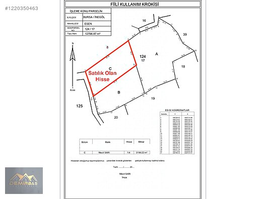 DEMİRBAŞ GAYRIMENKULDEN SATILIK TARLA 3.199M2 #1220350463