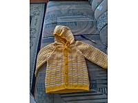 el örgüsü yün bebek hırkası uzun kollu kapüşonlu #1283351101