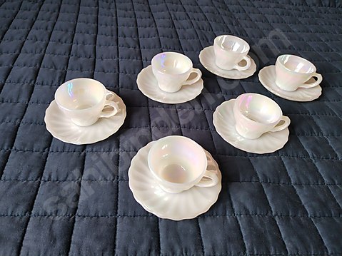 Anchor hocking fire king beyaz antika fincan takımı