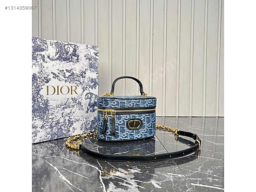 Christian Diorミニボストンバッグ/ハンドバッグ　カーフ/デニム Christian Dior Mini Vanity Case Denim Bag on sahibinden.com