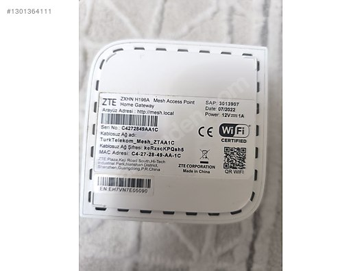 ZTE ZXHNH196A MESH AC1200 WİFİ 5GHZ on sahibinden.com - 1301364111