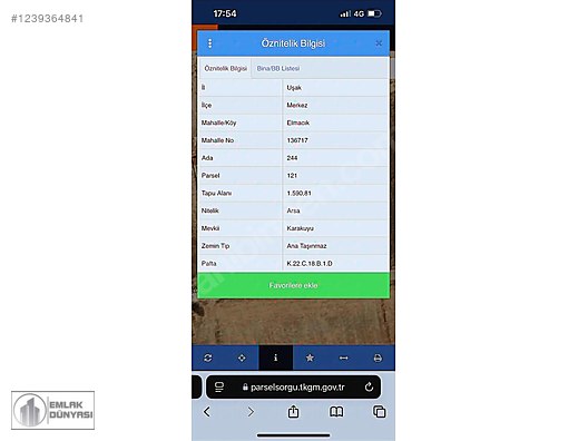 EMLAK DÜNYASINDAN MERKEZ ELMACIKTA 1590m SATILIK ARSA #1239364841