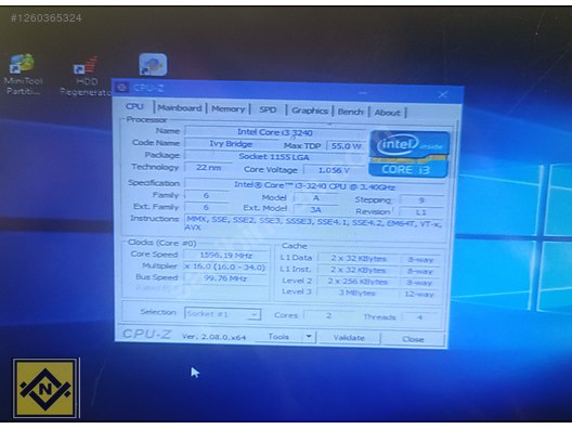 GIGABYTE H61M-S2PV V2.2 ANAKART + i3 3240 İŞLEMCİ +FAN +2 GB RAM